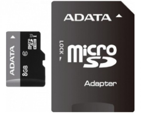 A-DATA UHS-I MicroSDHC 8GB class 10 + adapter AUSDH8GUICL10-RA1